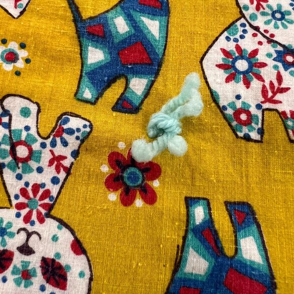 Retro Vintage HAND STITCHED Child Blanket Yellow Orange Multi Animals ADORABLE - Picture 12 of 13